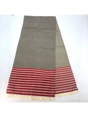 Chanel Shawl Scarf Striped Red CC Logo